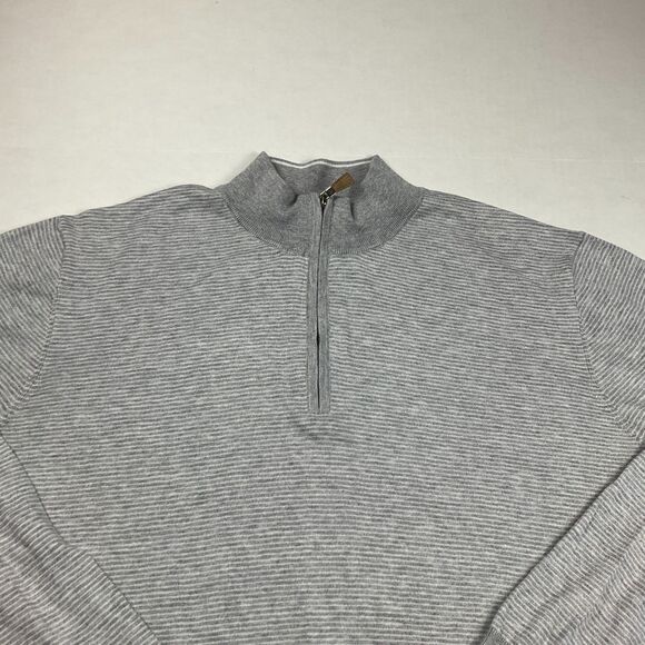 Peter Millar Mens Silk Cashmere Blend 1/4 Zip Sweater Striped Preppy Golf  XL - Picture 3 of 10